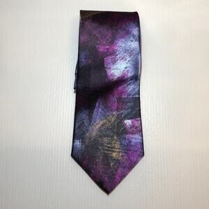Ketch Classics Purple Abstract Short Wide Men Necktie
